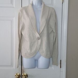 Worthington off white cardigan with single button closure w/ some sparkle SZ XL